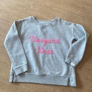 Vineyard Vines Girls Kids Gray Sweatshirt with Pink Stitched Logo